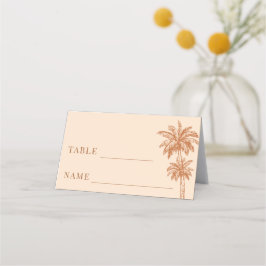Tarjeta De Asiento Mesa de bodas Cream Beige Palm Tree Boho Beach