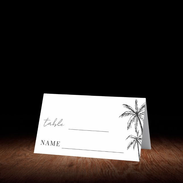 Tarjeta De Asiento Mesa de bodas de Boho Beach con palmeras dibujadas (Subido por el creador)