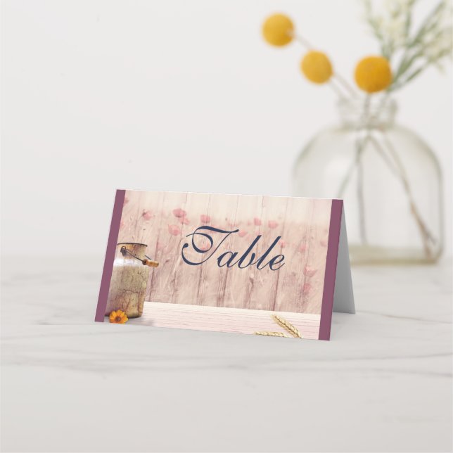 Tarjeta De Asiento Mesa de bodas rústica para leche (Anverso)