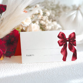 Tarjeta De Asiento Mesa de Desayuno de Boda con Lazo Rojo Elegante