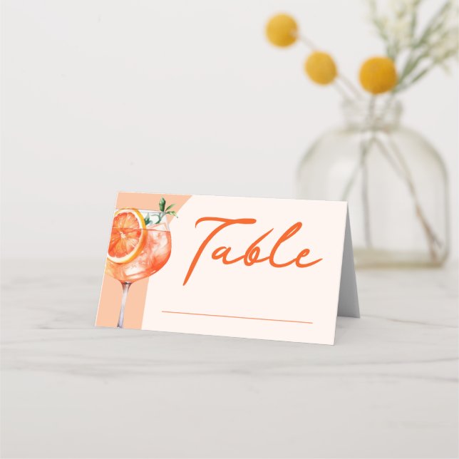 Tarjeta De Asiento Mesa de Despedida de Soltera Aperol Spritz Noche d (Anverso)