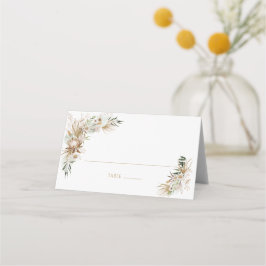 Tarjeta De Asiento Mesa de día de boda boho dorada y verde