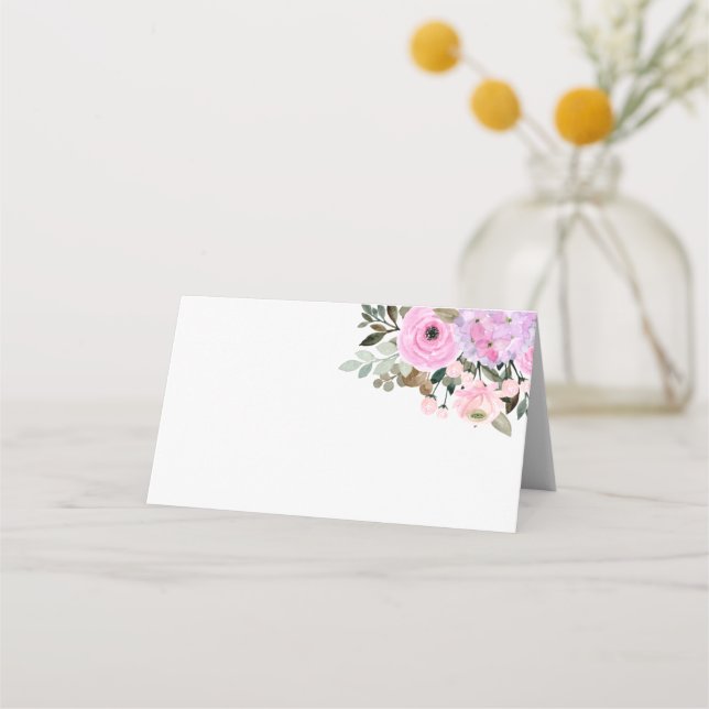 Tarjeta De Asiento Mesa de invitados para Lilac y Floral Rosa (Anverso)