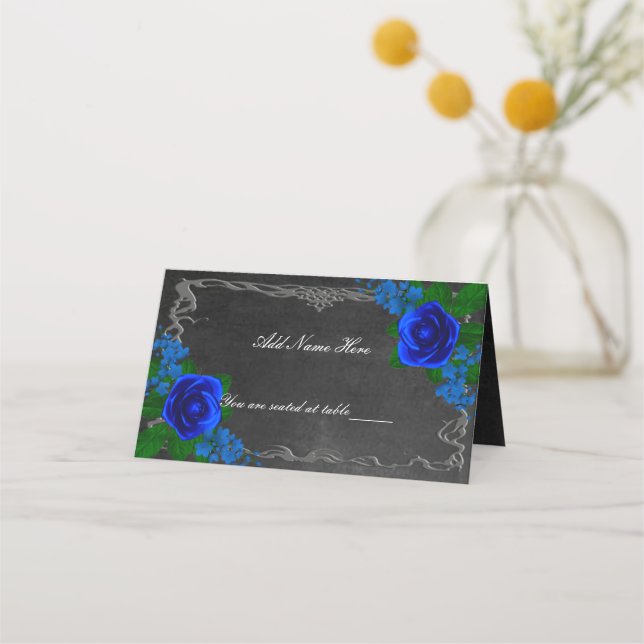 Tarjeta De Asiento Mesa de la boda de otoño del Royal Blue Rosa Chalk (Anverso)