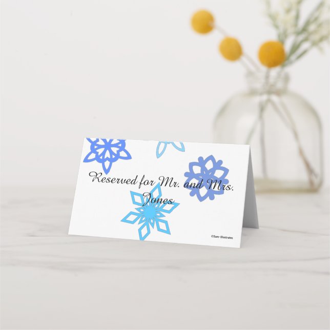 Tarjeta De Asiento Mesa de Personalizable de copos de nieve/titular d (Anverso)