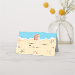 Tarjeta De Asiento Minimal Blue Ocean Summer Wedding