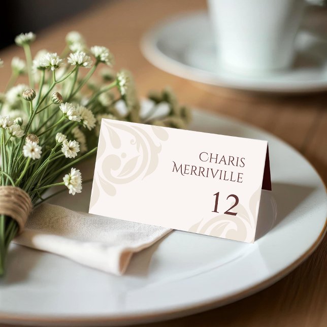 Tarjeta De Asiento Minimal Classy Chic Burgundy Ivory Photo Wedding (Subido por el creador)