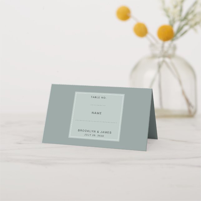 Tarjeta De Asiento Minimal Sage Green Table Number (Anverso)