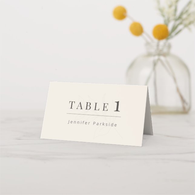 Tarjeta De Asiento Minimalist Botanical Wedding | Soft Beige (Anverso)