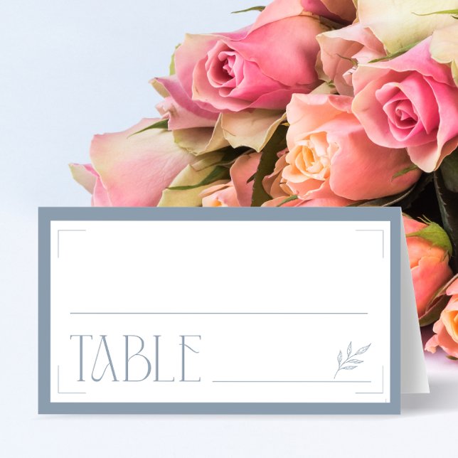 Tarjeta De Asiento Minimalist Dusty Blue Elegant Monogram Wedding (Subido por el creador)