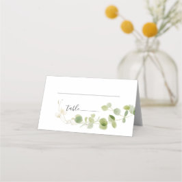Tarjeta De Asiento Minimalist Eucalyptus Green Foliage Classy Wedding