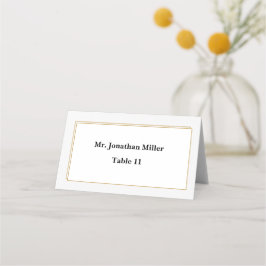 Tarjeta De Asiento Minimalist Gold Border Wedding Place Card