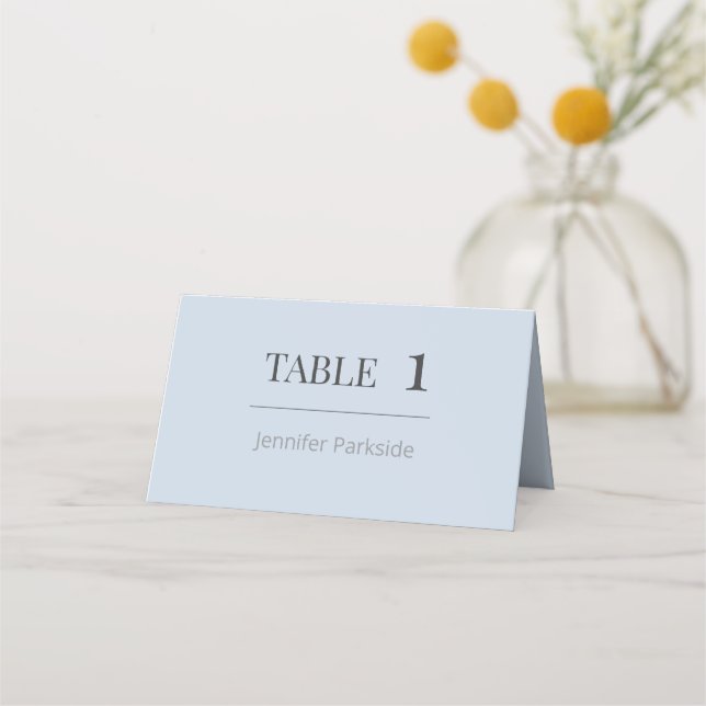 Tarjeta De Asiento Minimalist Wedding Place Cards | Dusky Blue (Anverso)