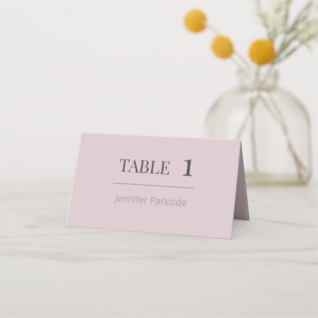 Tarjeta De Asiento Minimalist Wedding Place Cards | Dusky Rose (Anverso)