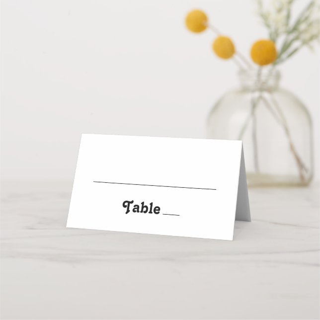 Tarjeta De Asiento Minimalist Wedding | Simple Clean Black and White  (Anverso)