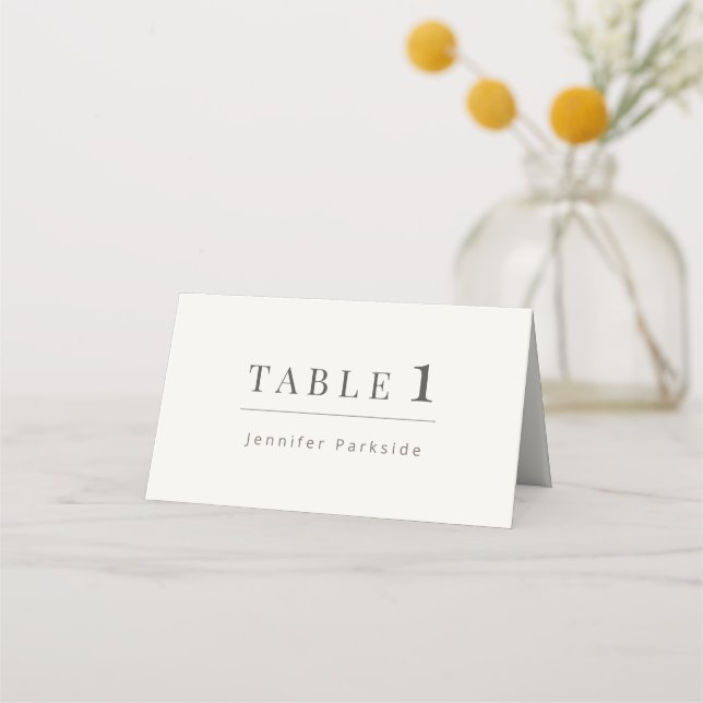 Tarjeta De Asiento Minimalist Wedding | Warm White (Anverso)