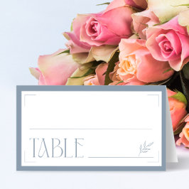 Tarjeta De Asiento Minimalista Elegante Monograma Polvoriento Boda Az