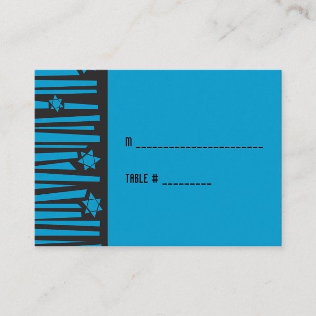 Tarjeta de asiento Mitzvah para el bar Bat Stars (Anverso)
