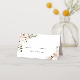 Tarjeta De Asiento Moda Boho Boda floral rosa y blanca