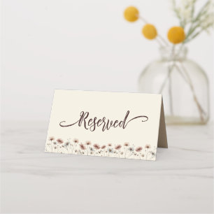 Tarjeta De Asiento Moda Boho Flores silvestres Boda simple reservada