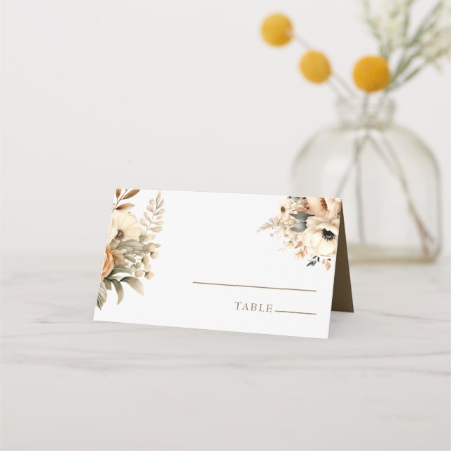 Tarjeta De Asiento Moda Boho Flowers | Boda de Flores Caídas (Anverso)