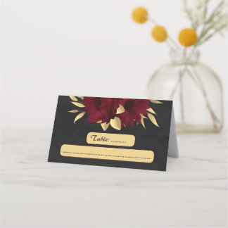 Tarjeta De Asiento Moda burdeos y negro dorado