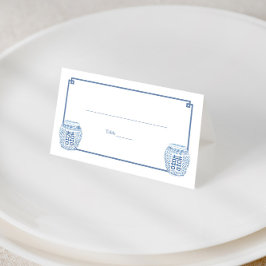 Tarjeta De Asiento Moda Chinoiserie Boda Jar De Jar Azul Y Blanco