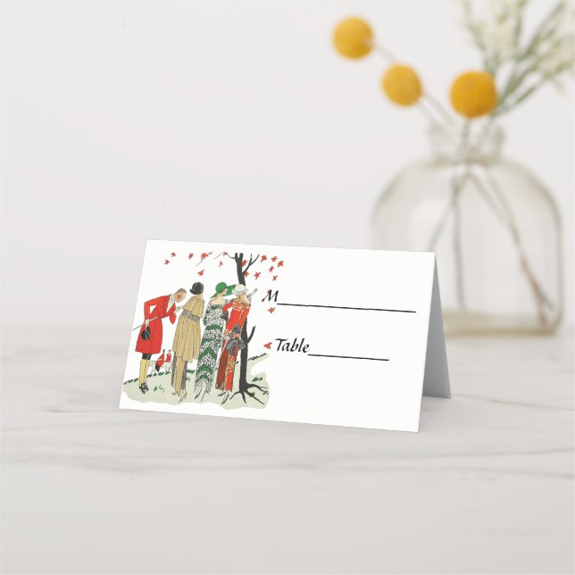 Tarjeta De Asiento Moda de los años 1920 vestida para la caza de Fox (Reverso)