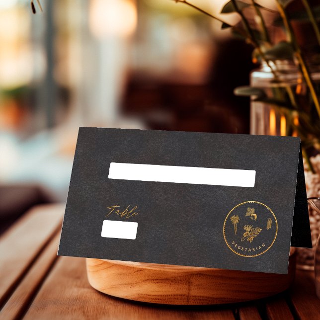 Tarjeta De Asiento Moda Elección de comida para Boda vegetariano negr (Subido por el creador)