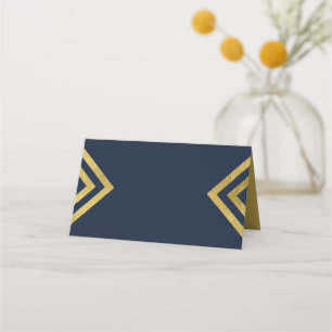 Tarjeta De Asiento Moda Elegante azul y falso oro geométrico