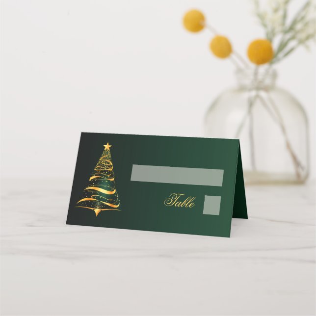 Tarjeta De Asiento Moda Elegante Boda del Árbol de Navidad Dorado (Anverso)