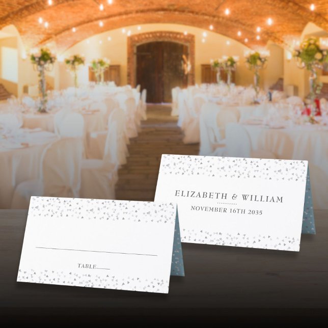 Tarjeta De Asiento Moda elegante Corazones de amor modernos Confetti (Elegant Chic Modern Love Hearts Confetti Place Card)