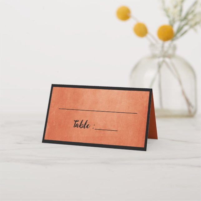 Tarjeta De Asiento Moda Elegante Naranja quemado Nombre negro (Anverso)