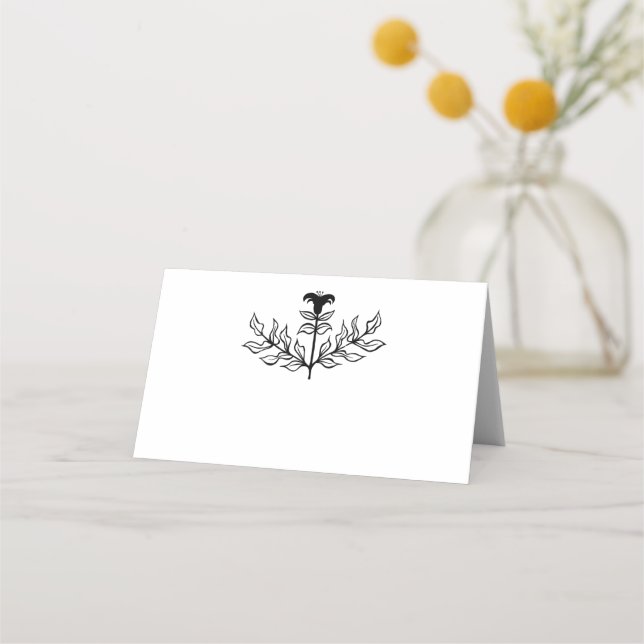Tarjeta De Asiento Moda Elegante Simple Arte De Línea Lirio Blanco y  (Anverso)