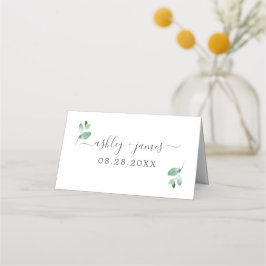 Tarjeta De Asiento Moda Eucalyptus Foliage Boda personalizada blanca