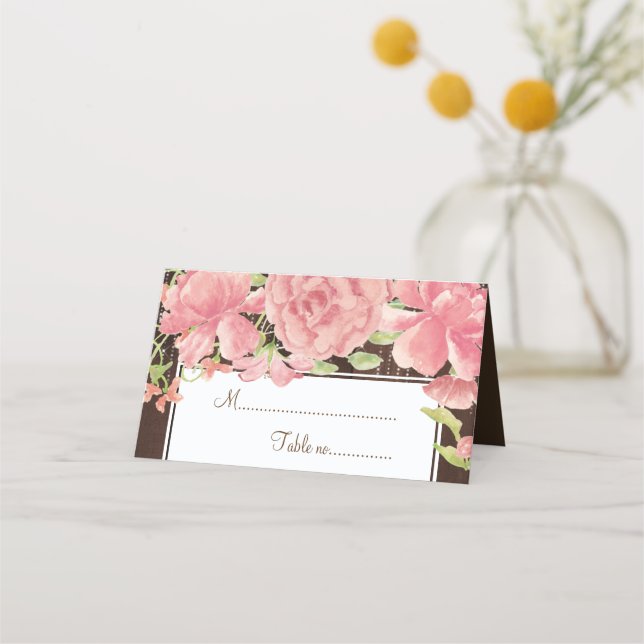 Tarjeta De Asiento Moda floral mesa de bodas rústica de campo (Anverso)
