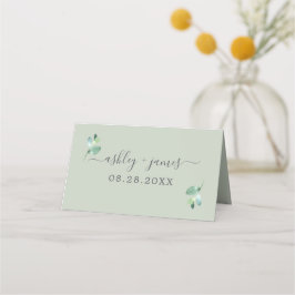 Tarjeta De Asiento Moda Foliage Pastel Green Wedding