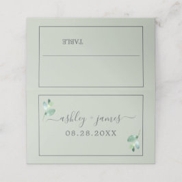 Tarjeta De Asiento Moda Foliage Pastel Green Wedding