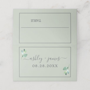 Tarjeta De Asiento Moda Foliage Pastel Green Wedding