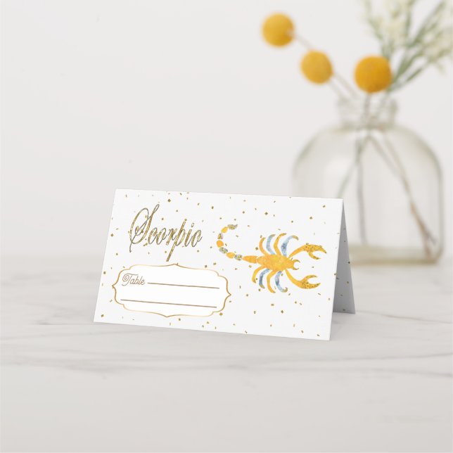Tarjeta De Asiento Moda Gold Scorpio Zodiac Cumpleaños (Anverso)