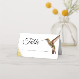 Tarjeta De Asiento Moda Green Hummingbird y Gold Dust Boda