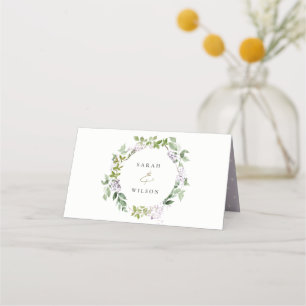Tarjeta De Asiento Moda Lilac Floral Wreath Cottage Boda Jardín