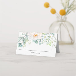 Tarjeta De Asiento Moda Marfil Peony Boda de Eucaliptos Florales Blan