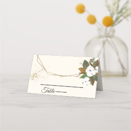 Tarjeta De Asiento Moda Marrón Y Boda Floral Crema