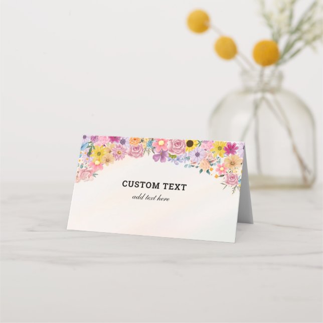 Tarjeta De Asiento Moda moderna Floral Place Cards Wildflower Tema (Anverso)