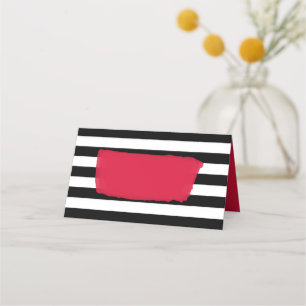Tarjeta De Asiento Moda moderna Rayas rosadas en blanco y negro