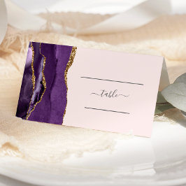 Tarjeta De Asiento Moda Purple Gold Agate Rubor Boda Rosa