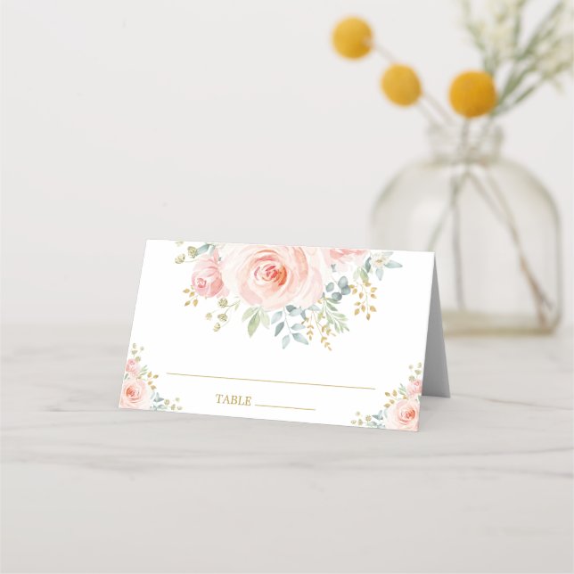 Tarjeta De Asiento Moda Rubor Watercolor Flor Bridal Shower Boda (Anverso)