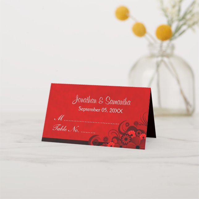 Tarjeta De Asiento Moda Tablero Doblado Floral Gótico Rojo Oscuro Hib (Anverso)