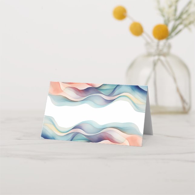 Tarjeta De Asiento Modern Abstract Color Wave Wedding (Anverso)